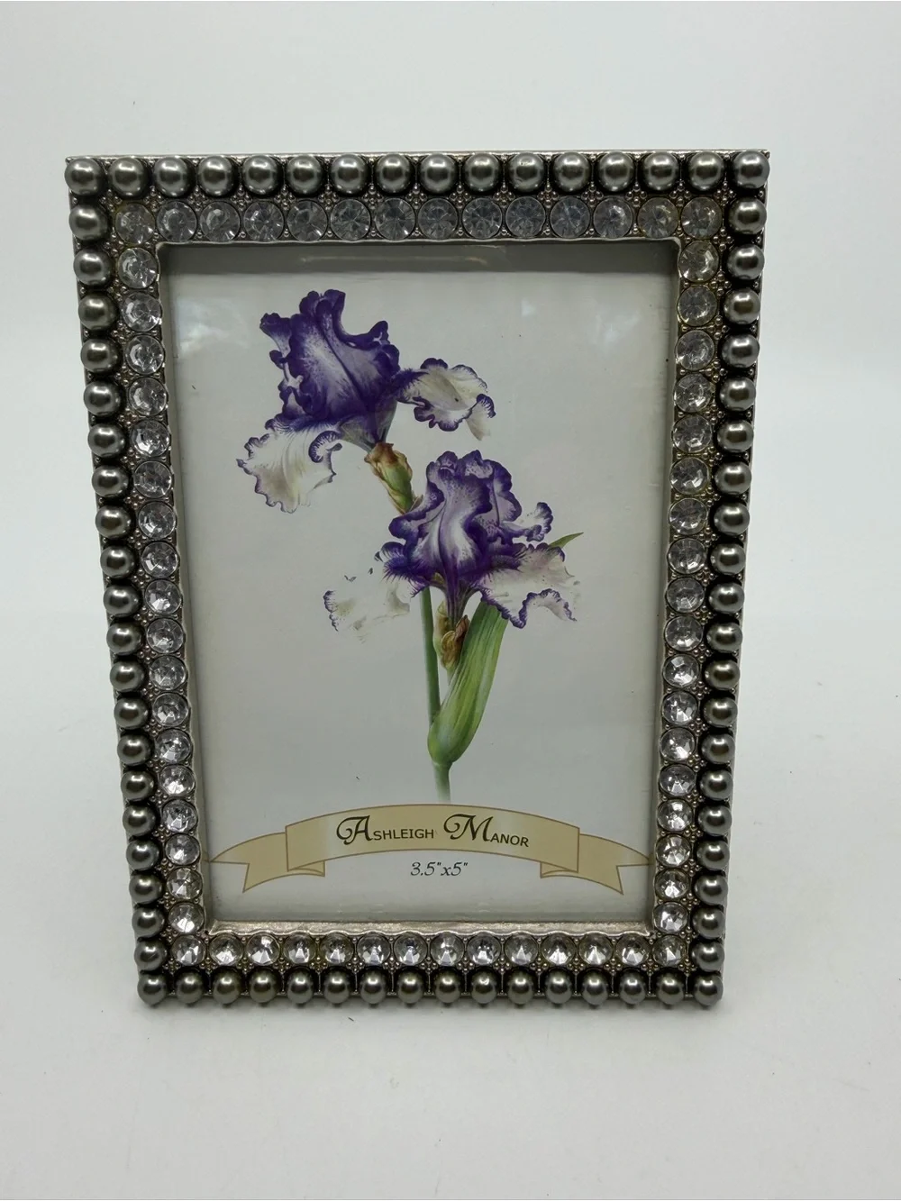 Silver Beaded Rhinestone Picture Frame - Silver